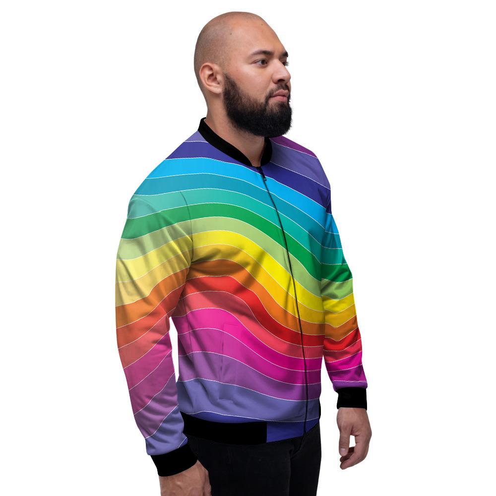 Rainbow Print Men's Bomber Jacket-grizzshop