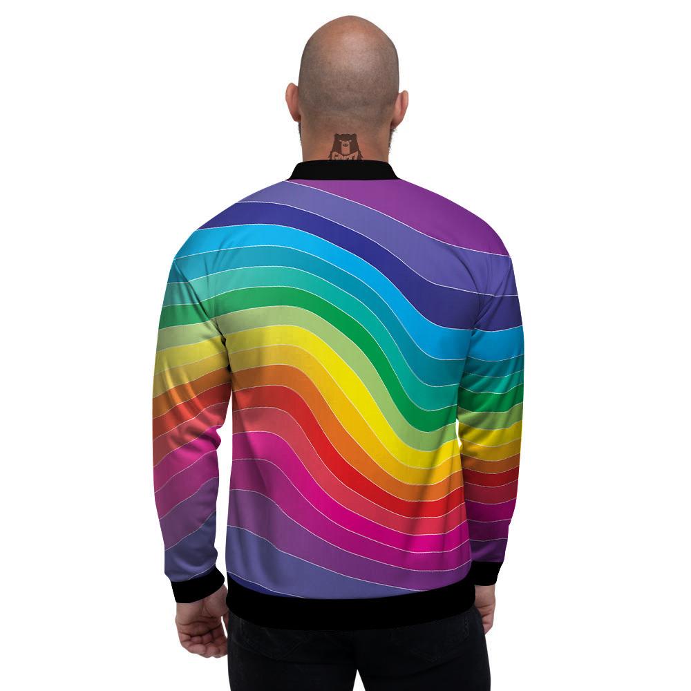 Rainbow Print Men's Bomber Jacket-grizzshop