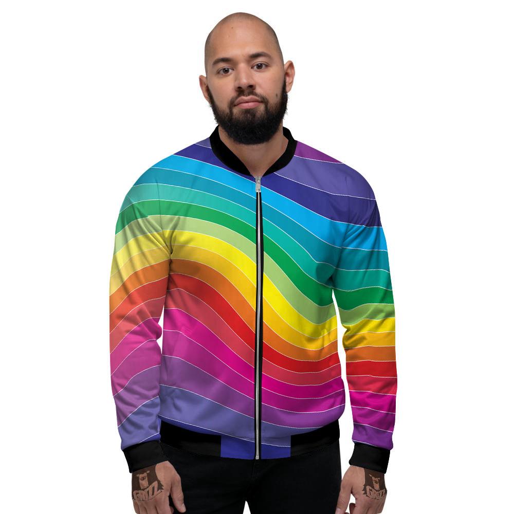 Rainbow Print Men's Bomber Jacket-grizzshop