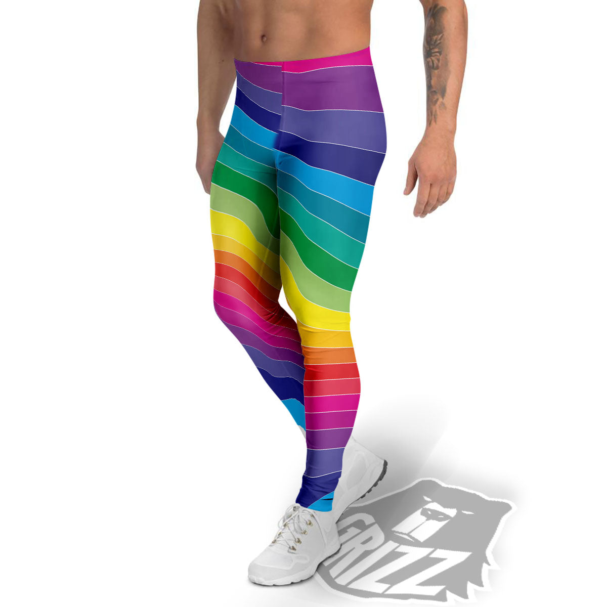 Rainbow Print Men's Leggings-grizzshop