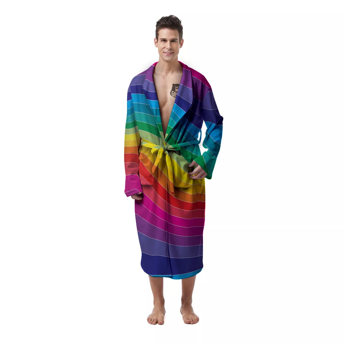 Rainbow Print Men's Robe-grizzshop