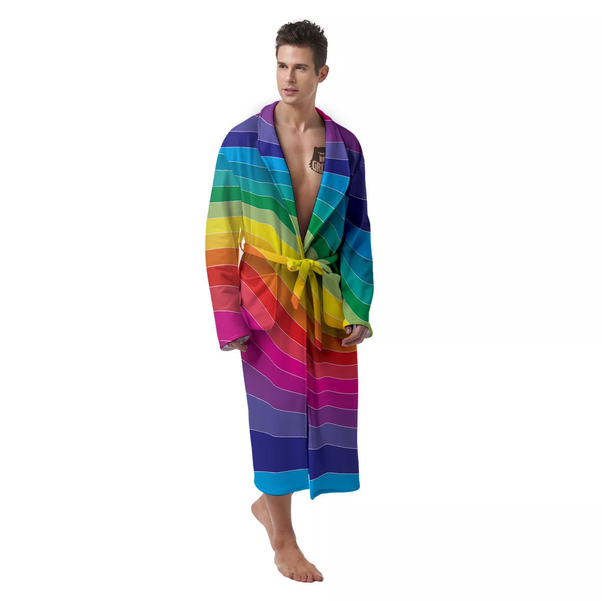 Rainbow Print Men's Robe-grizzshop