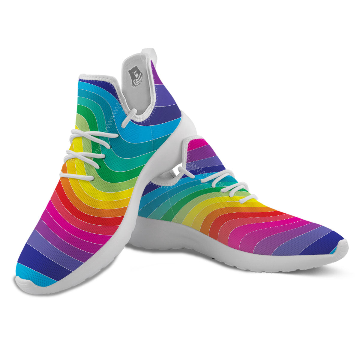 Rainbow Print White Athletic Shoes-grizzshop