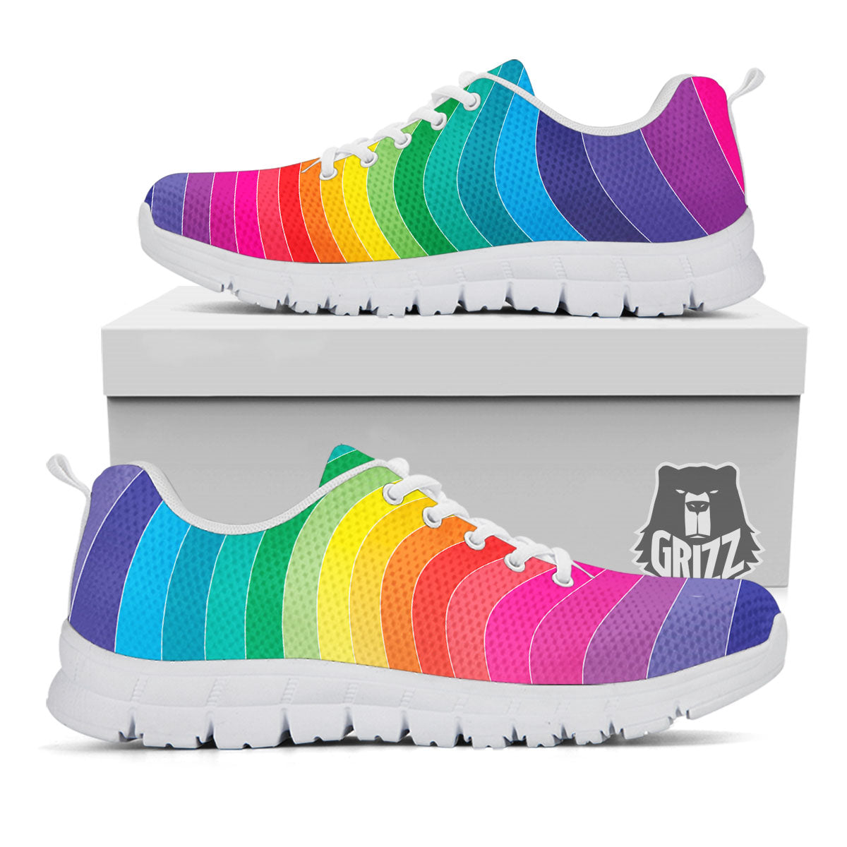 Rainbow Print White Sneaker-grizzshop