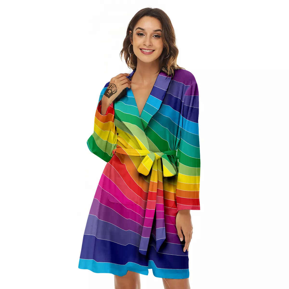 Rainbow Print Women's Robe-grizzshop