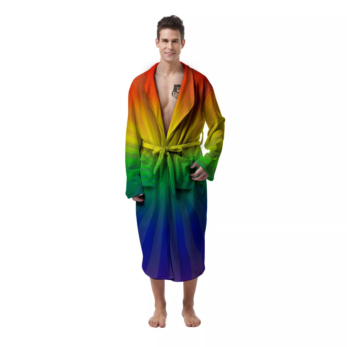 Rainbow Rays LGBT Pride Print Men's Robe-grizzshop