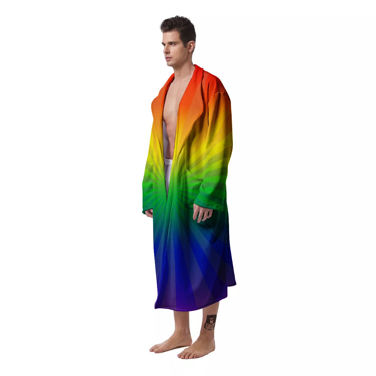 Rainbow Rays LGBT Pride Print Men's Robe-grizzshop