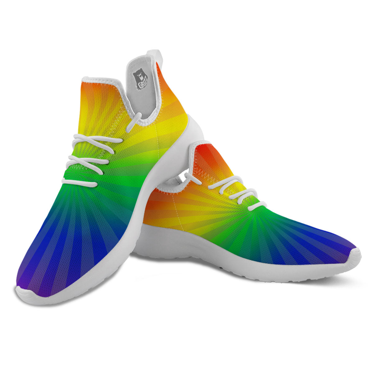 Rainbow Rays LGBT Pride Print White Athletic Shoes-grizzshop