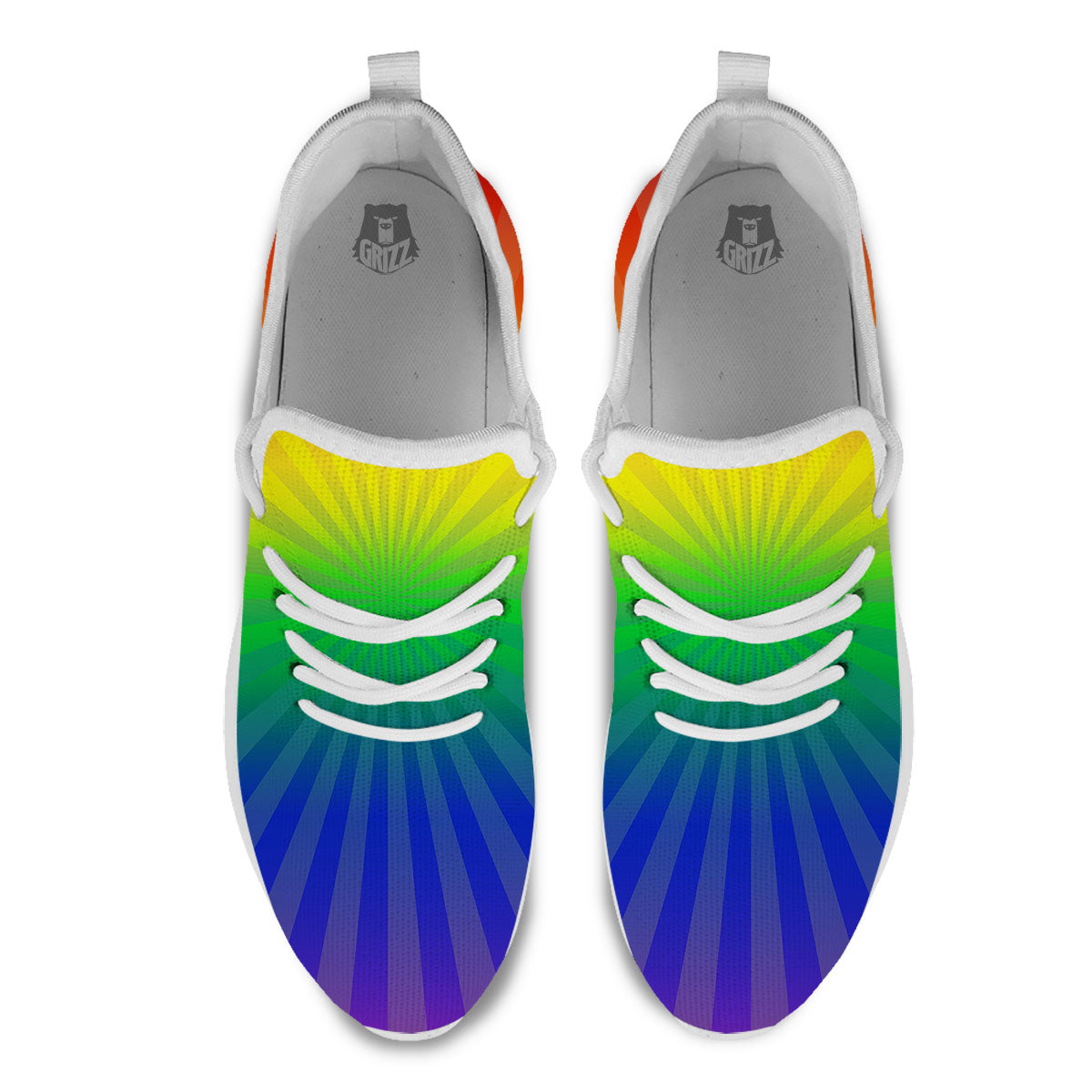 Rainbow Rays LGBT Pride Print White Athletic Shoes-grizzshop