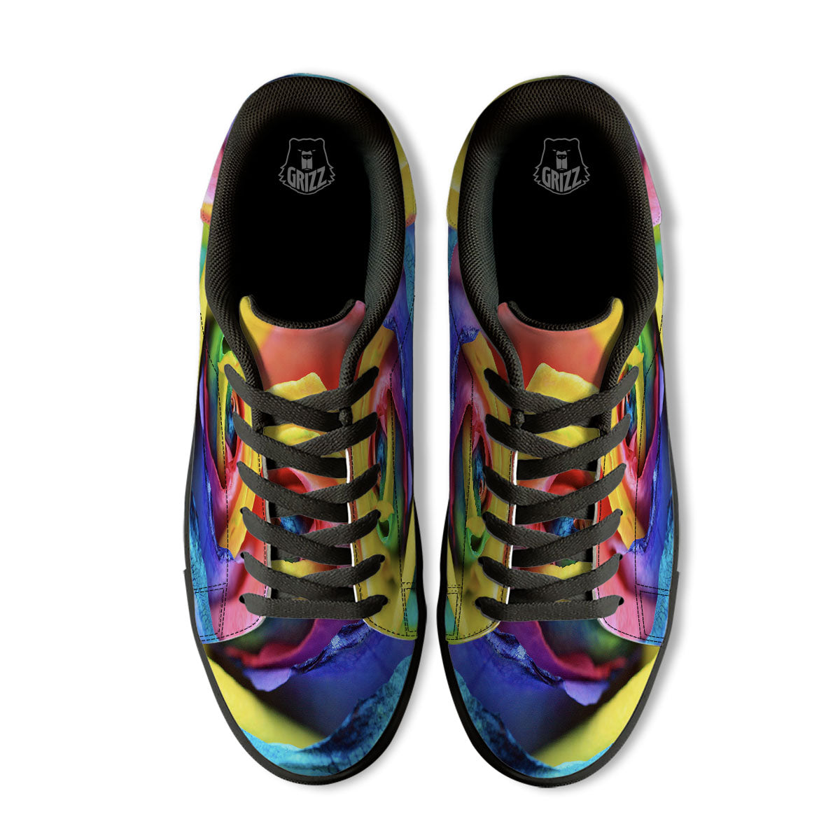 Rainbow Roses LGBT Pride Print Black Low Top Sneakers-grizzshop