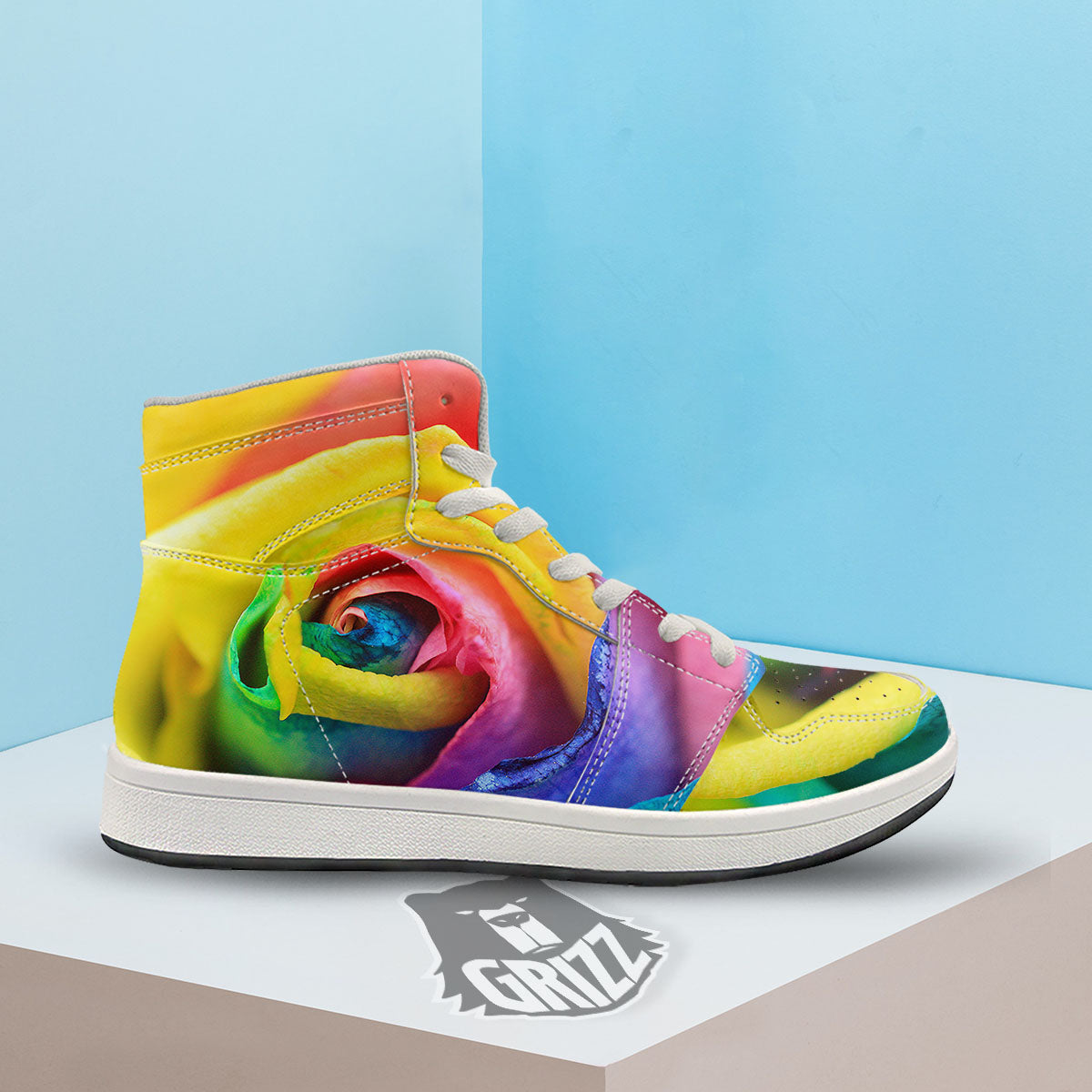 Rainbow Roses LGBT Pride Print High Top Sneakers-grizzshop