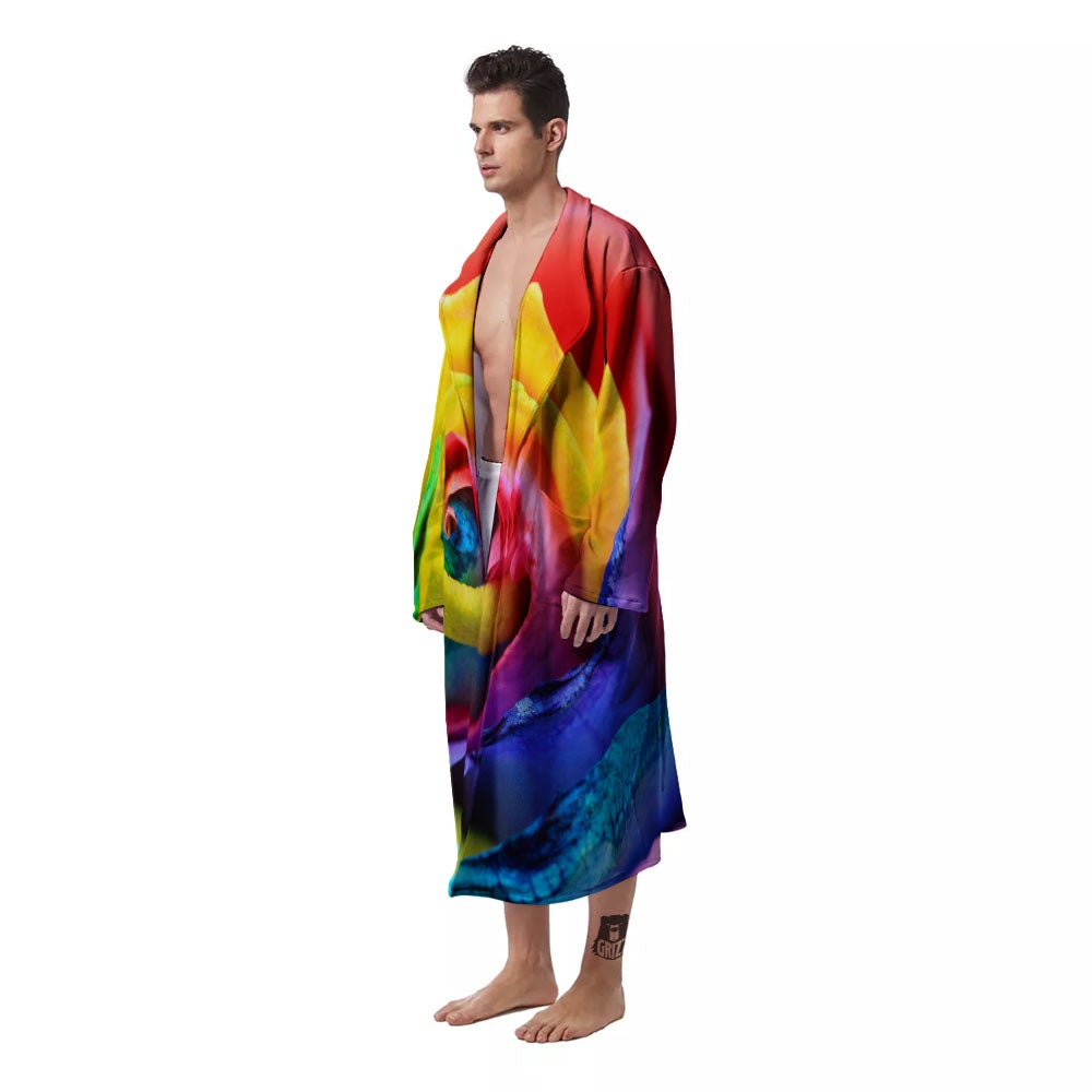 Rainbow Roses LGBT Pride Print Men's Robe-grizzshop