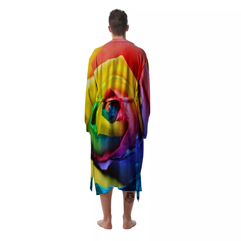 Rainbow Roses LGBT Pride Print Men's Robe-grizzshop