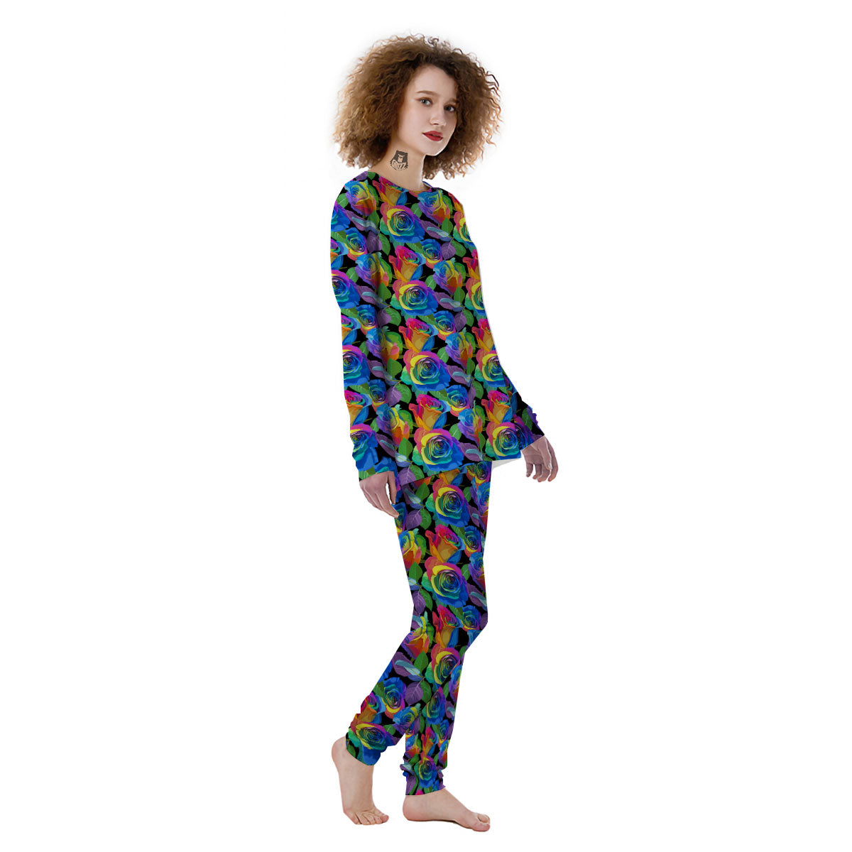 Rainbow Roses LGBT Pride Print Pattern Women's Pajamas-grizzshop