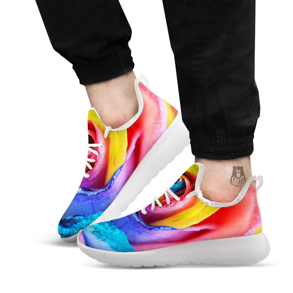 Rainbow Roses LGBT Pride Print White Athletic Shoes-grizzshop