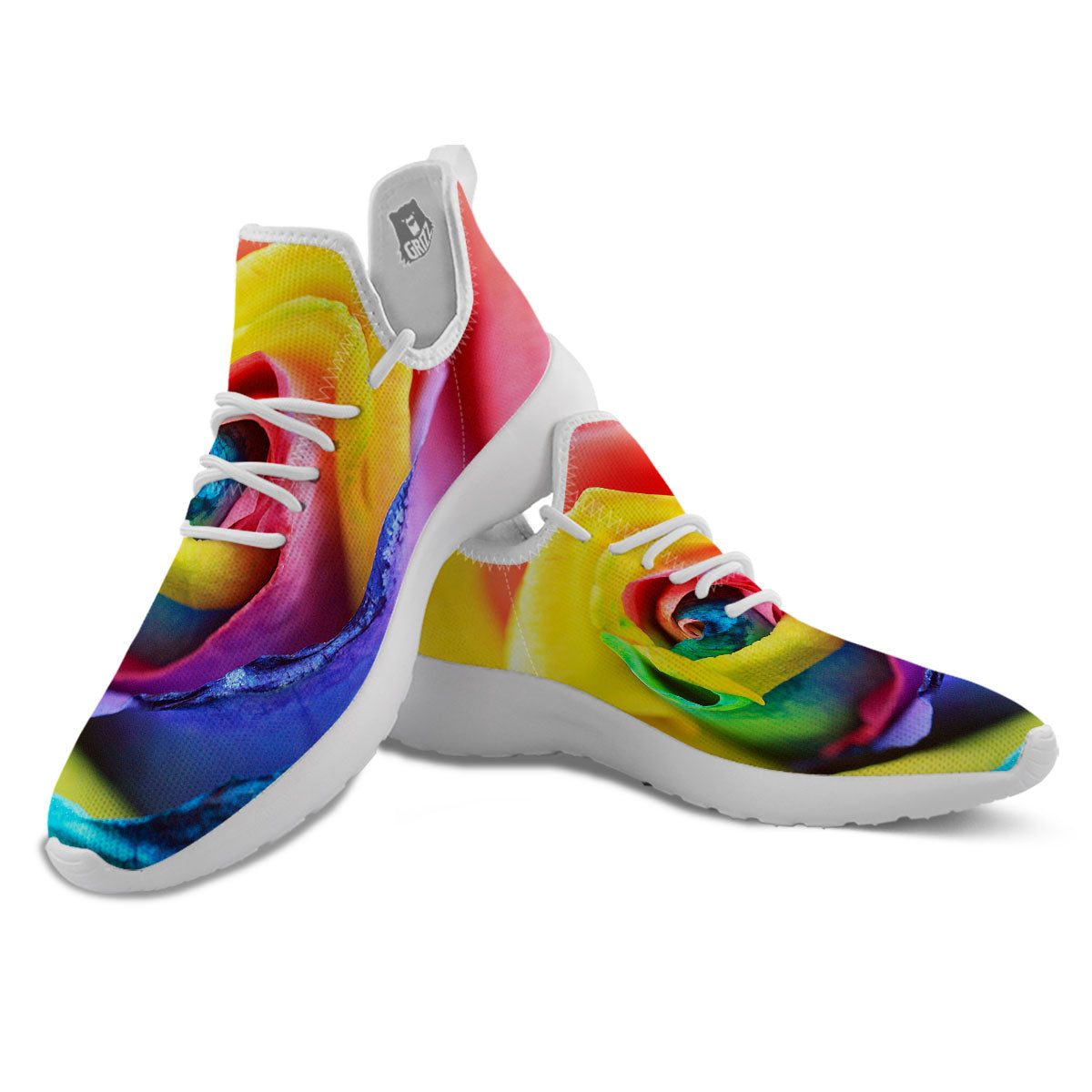 Rainbow Roses LGBT Pride Print White Athletic Shoes-grizzshop