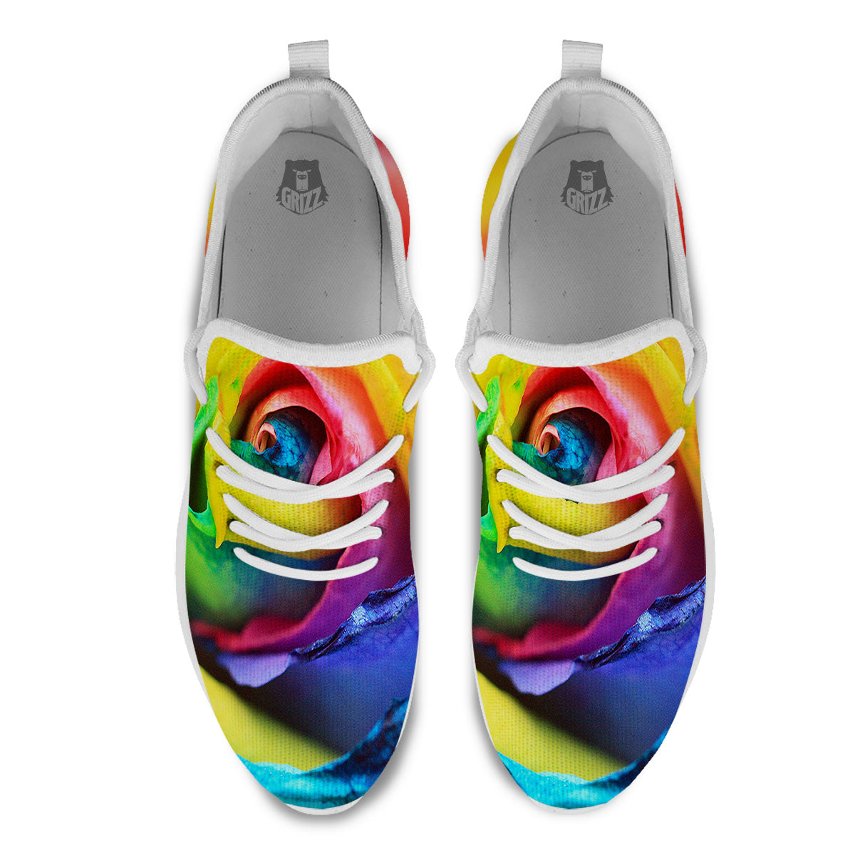 Rainbow Roses LGBT Pride Print White Athletic Shoes-grizzshop