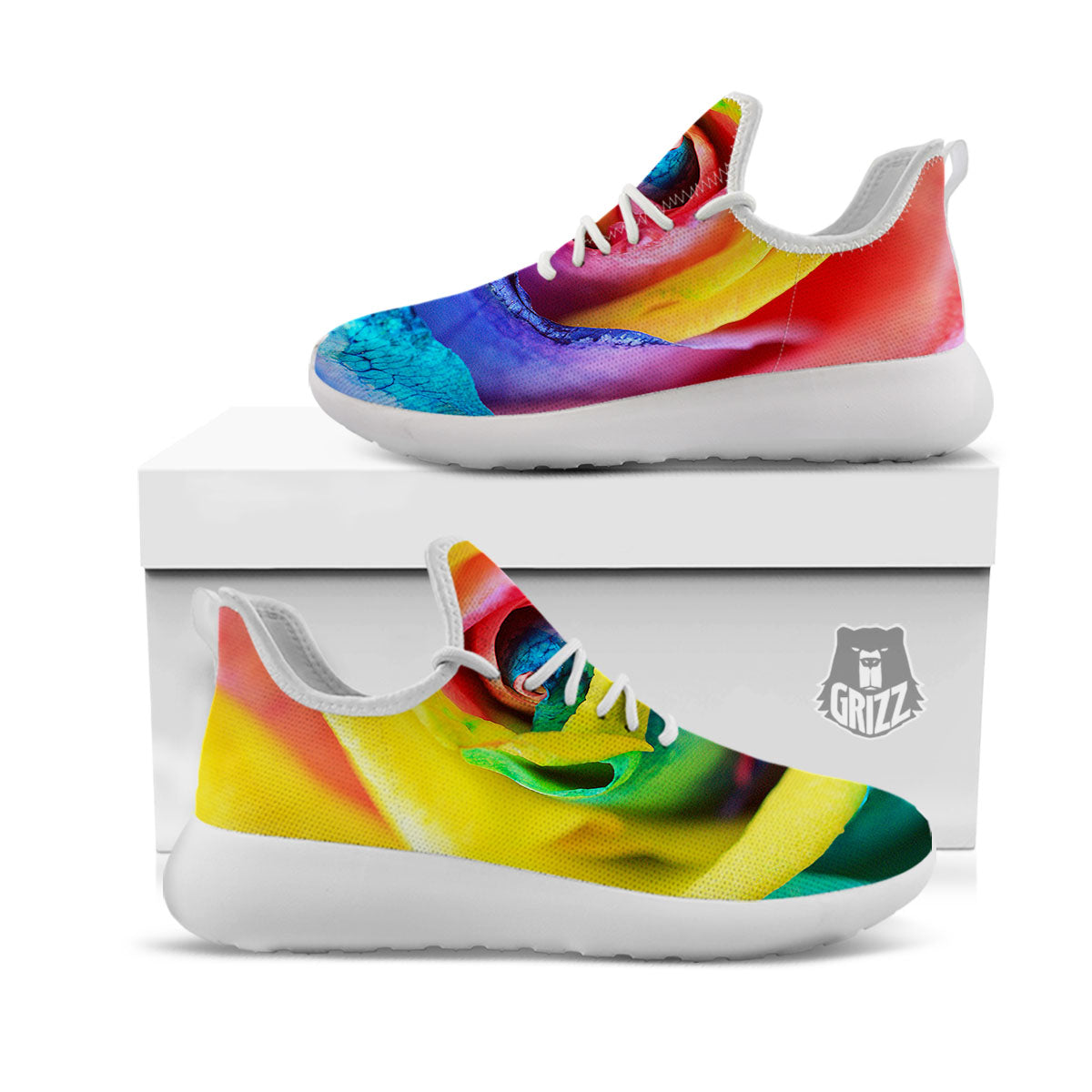 Rainbow Roses LGBT Pride Print White Athletic Shoes-grizzshop