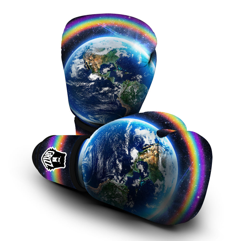 Rainbow The Earth Print Boxing Gloves-grizzshop