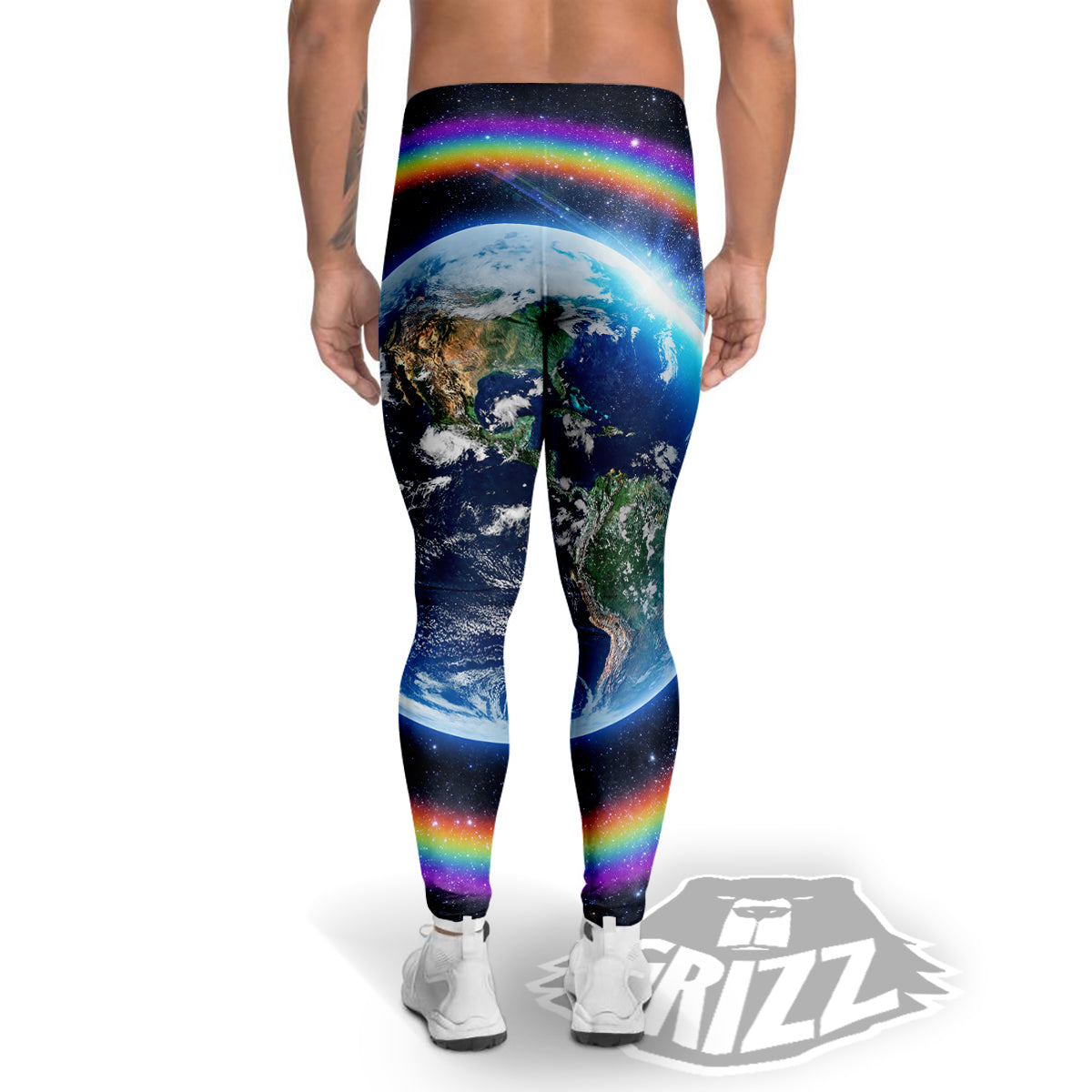 Rainbow The Earth Print Men's Leggings-grizzshop