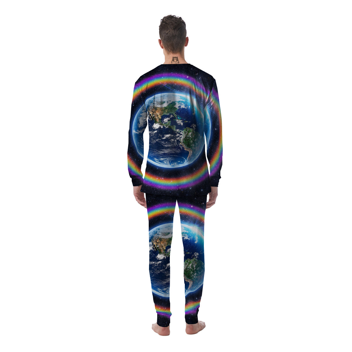 Rainbow The Earth Print Men's Pajamas-grizzshop