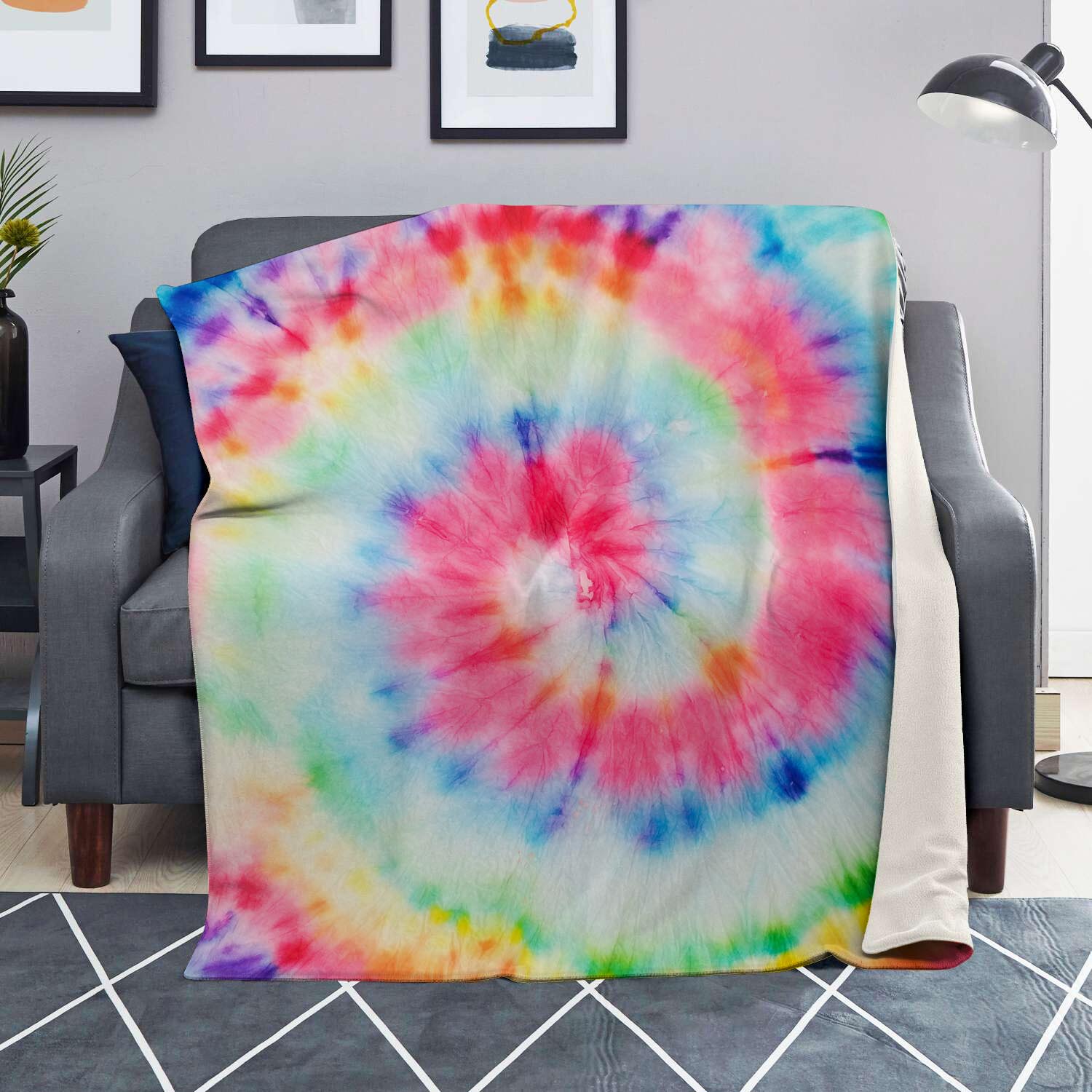 Rainbow Tie Dye Print Blanket-grizzshop