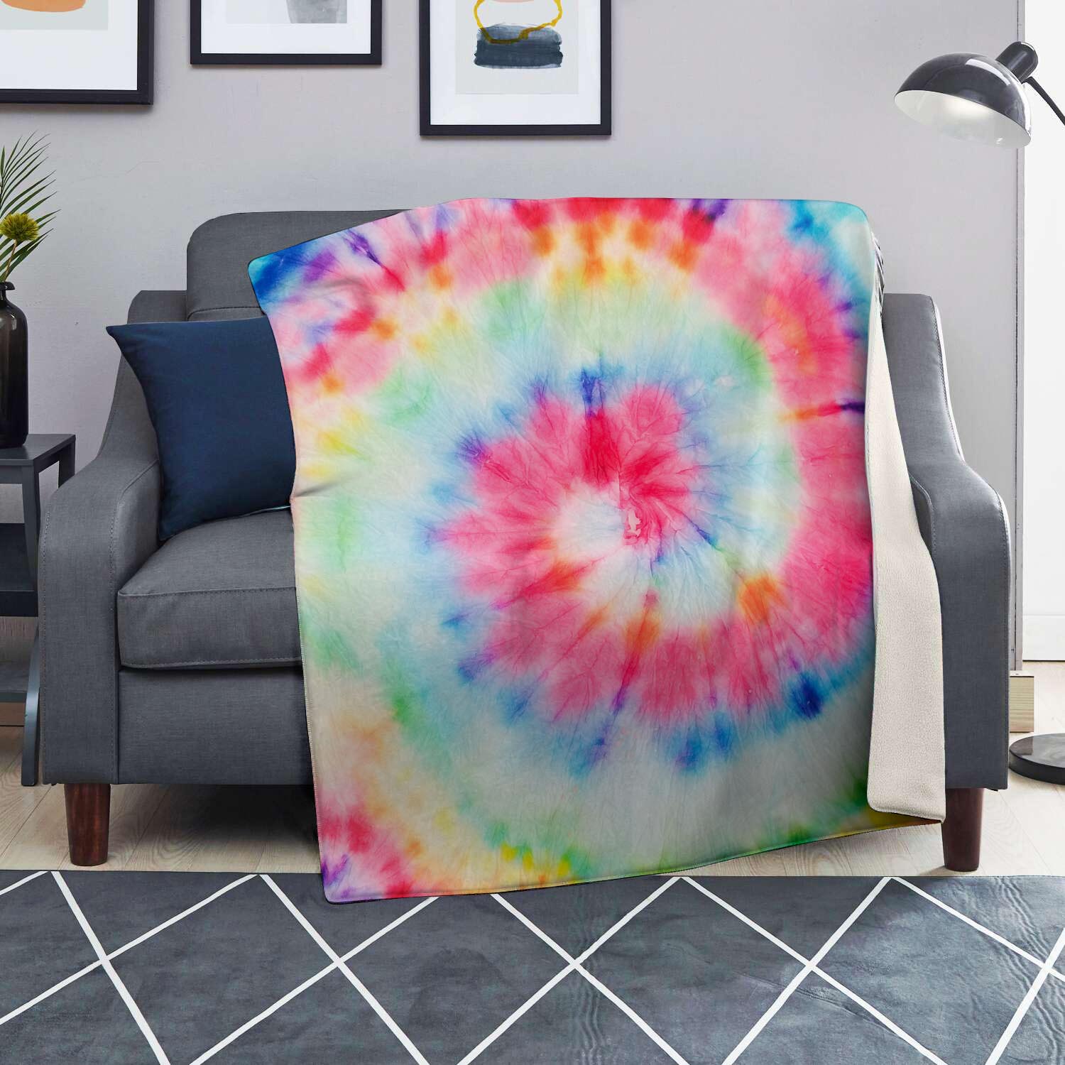 Rainbow Tie Dye Print Blanket-grizzshop