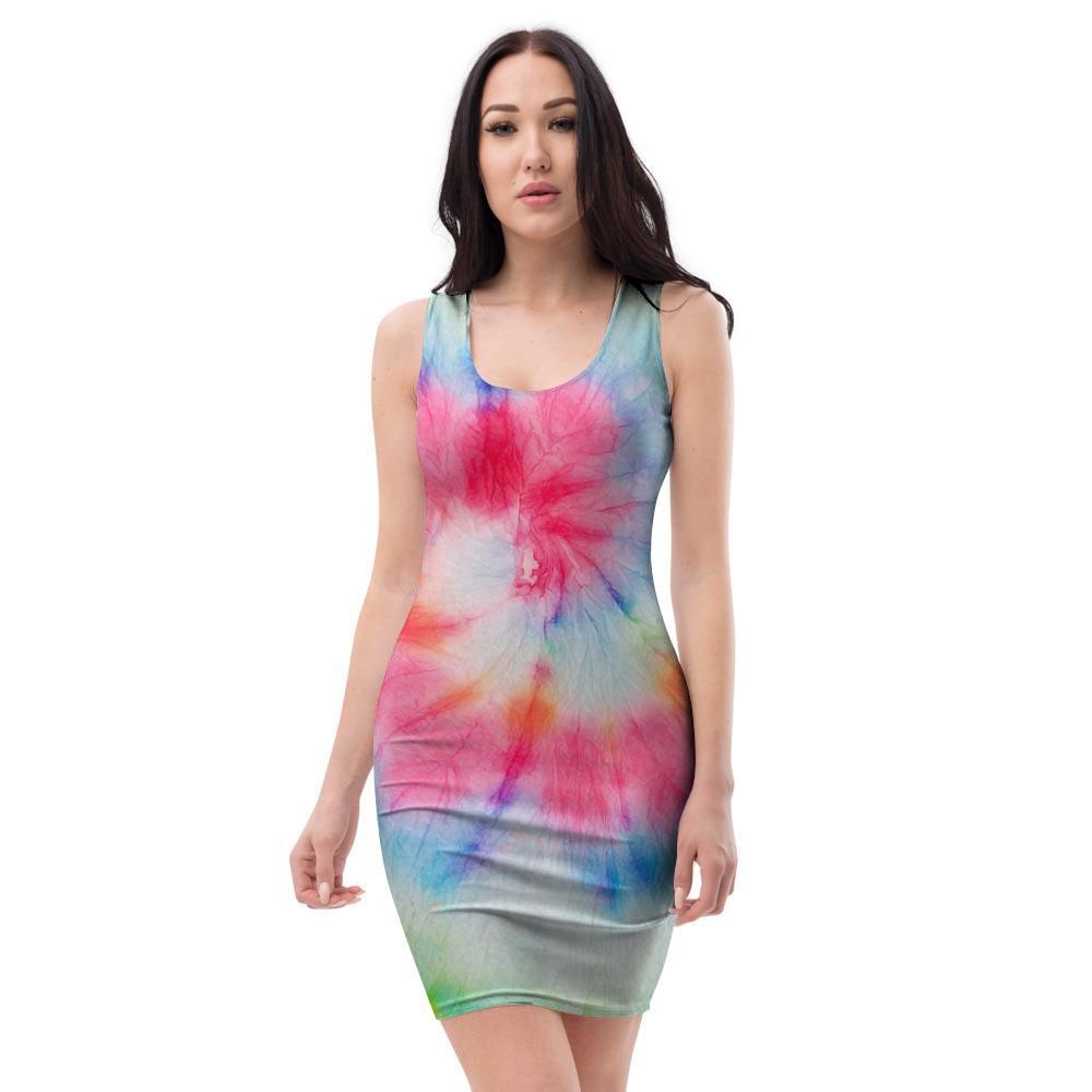 Rainbow Tie Dye Print Bodycon Dress-grizzshop