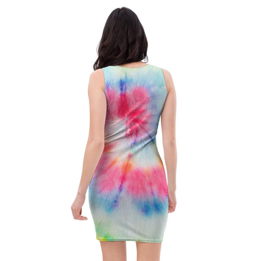 Rainbow Tie Dye Print Bodycon Dress-grizzshop