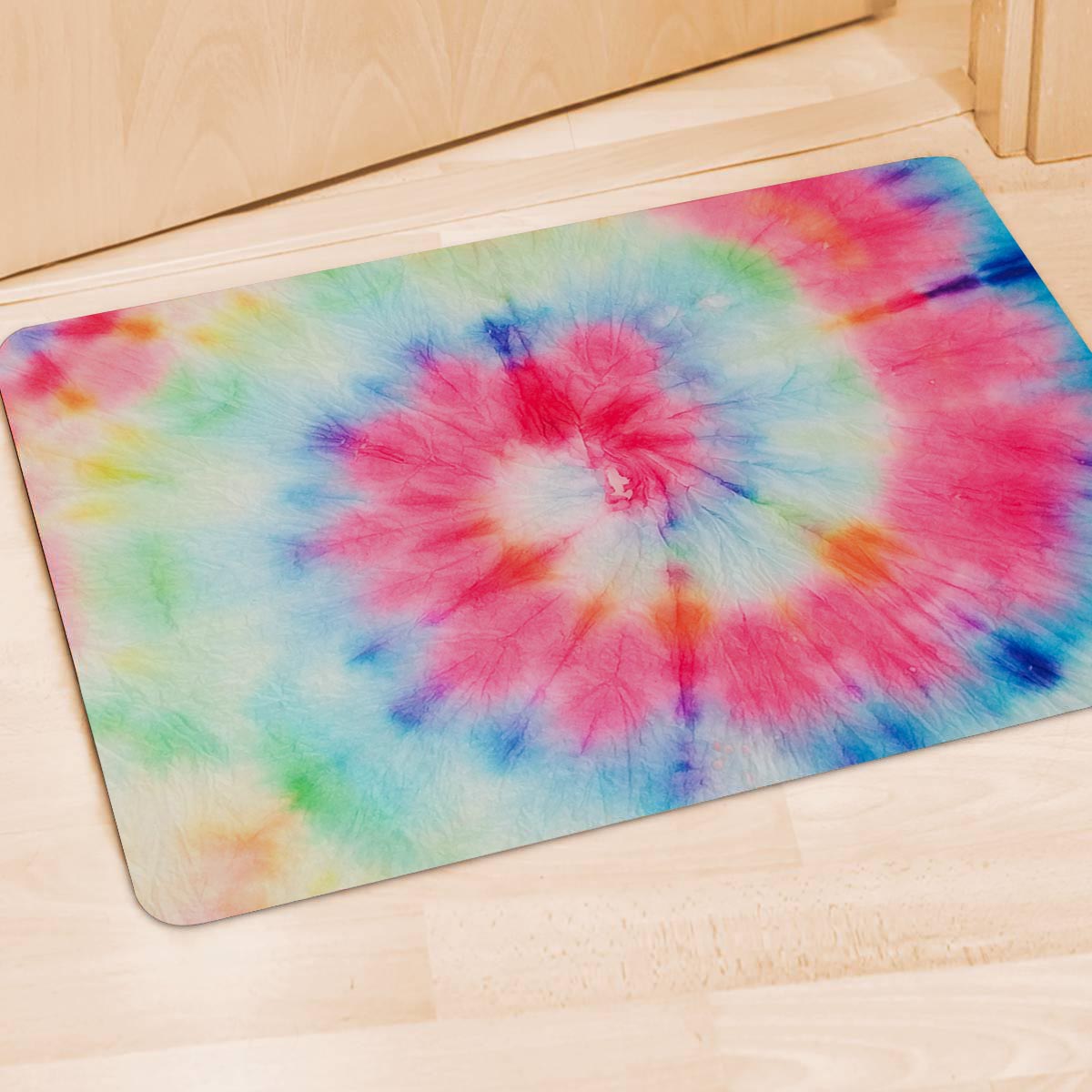 Rainbow Tie Dye Print Door Mat-grizzshop