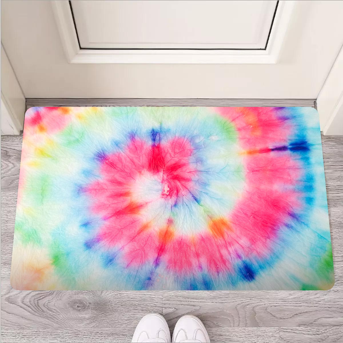 Rainbow Tie Dye Print Door Mat-grizzshop