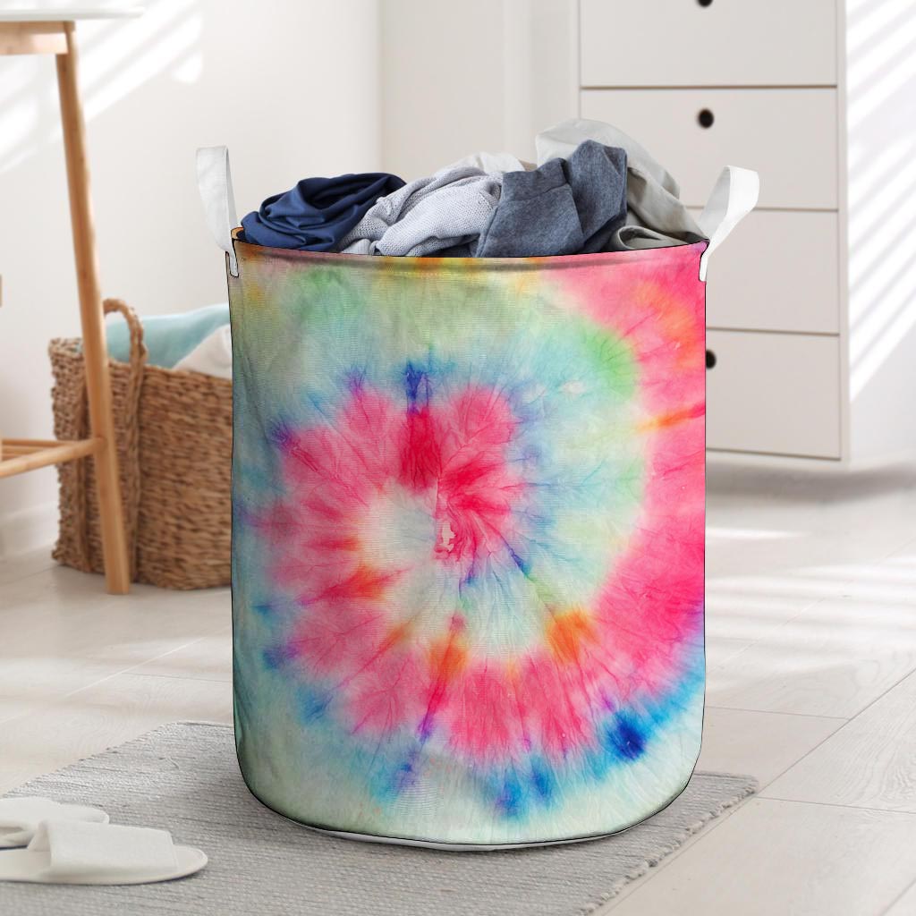 Rainbow Tie Dye Print Laundry Basket-grizzshop
