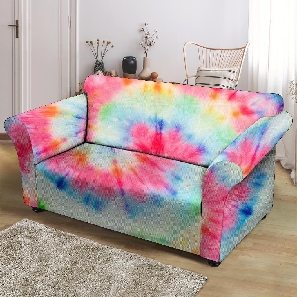 Rainbow Tie Dye Print Loveseat Cover-grizzshop