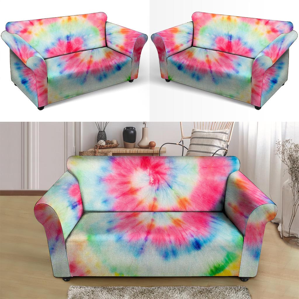 Rainbow Tie Dye Print Loveseat Cover-grizzshop