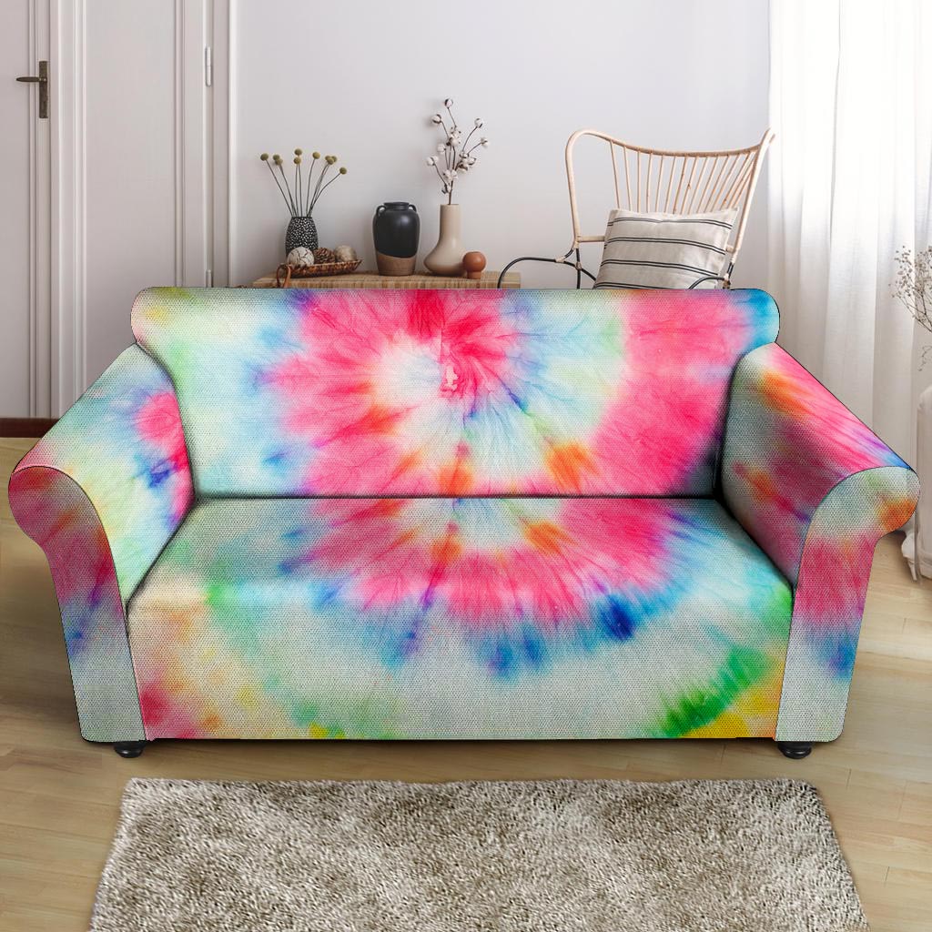 Rainbow Tie Dye Print Loveseat Cover-grizzshop