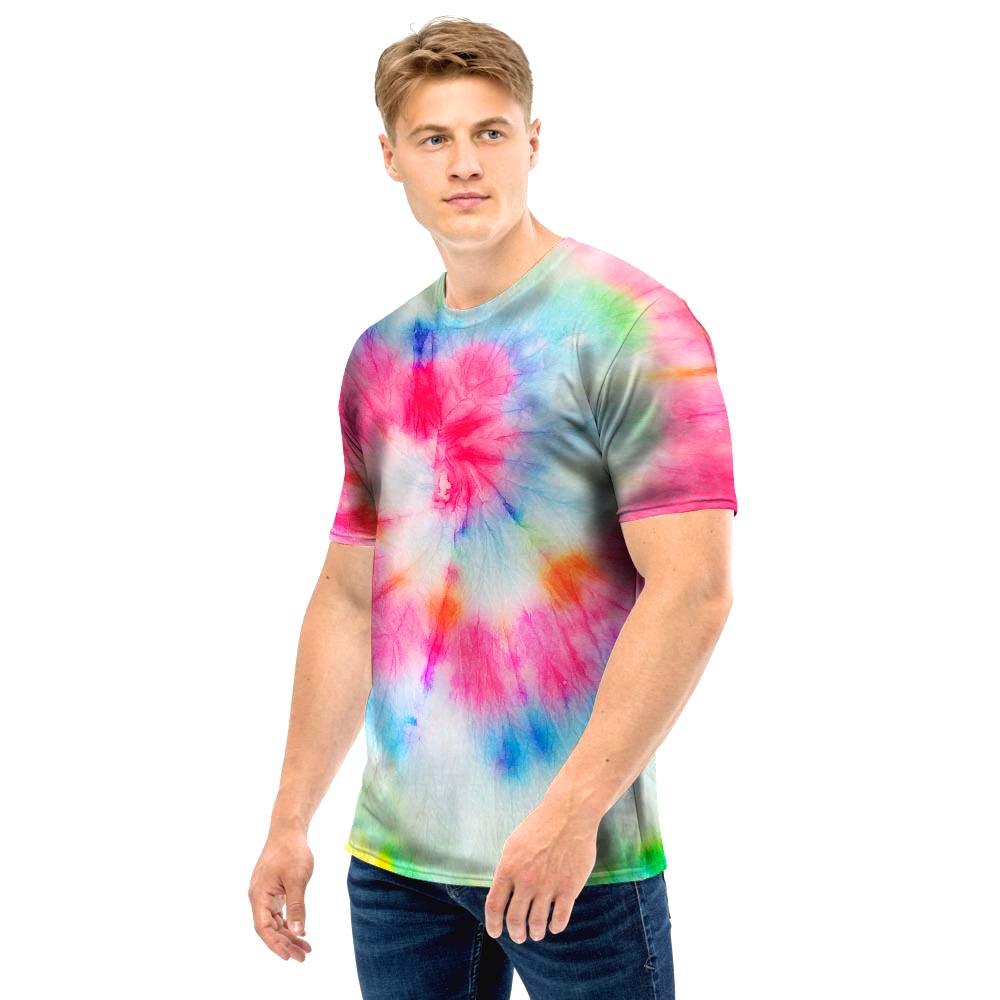 Rainbow Tie Dye Print Men T Shirt-grizzshop