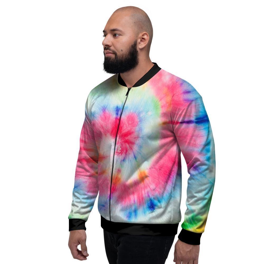 Rainbow Tie Dye Print Men's Bomber Jacket-grizzshop