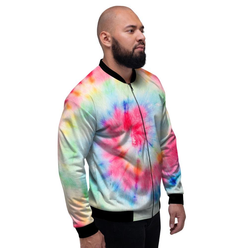 Rainbow Tie Dye Print Men's Bomber Jacket-grizzshop