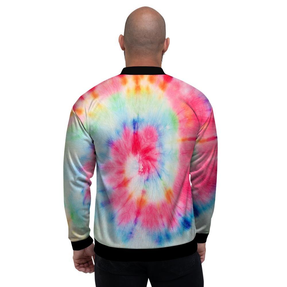 Rainbow Tie Dye Print Men's Bomber Jacket-grizzshop