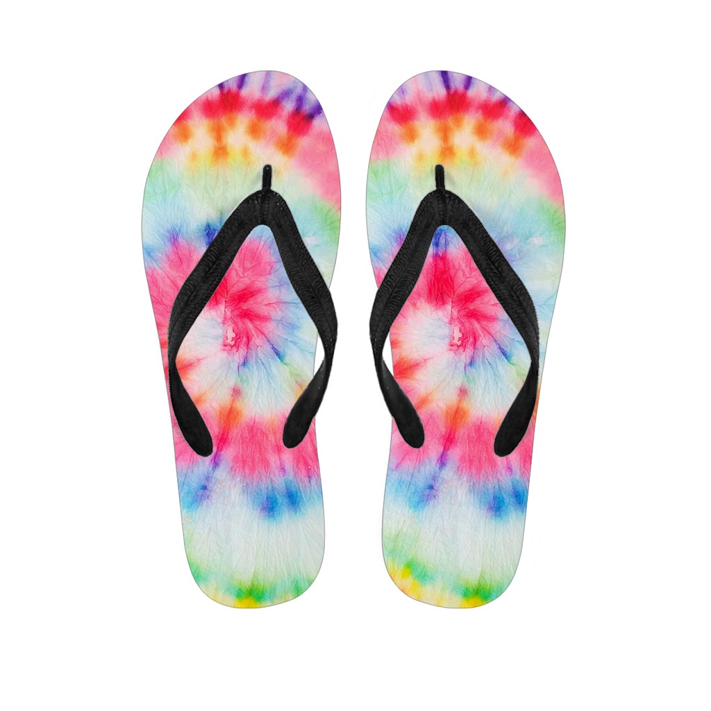 Rainbow Tie Dye Print Men's Flip Flops-grizzshop