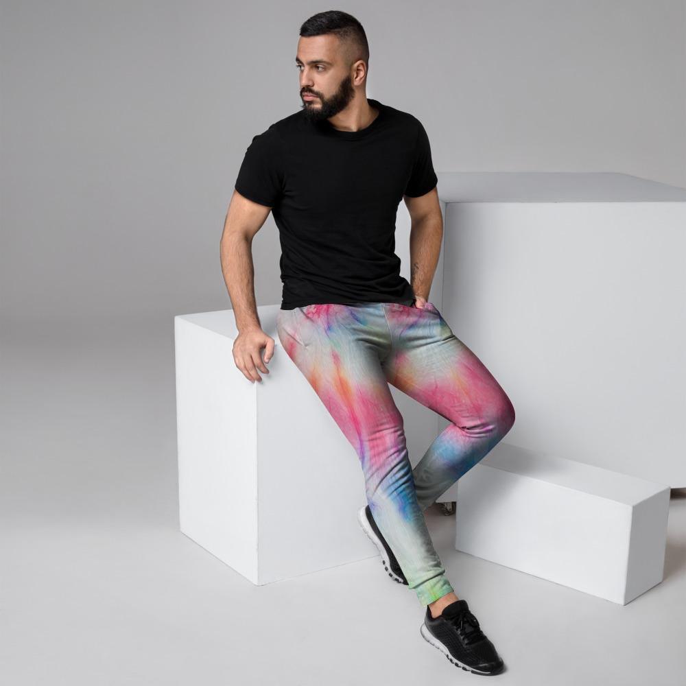 Rainbow Tie Dye Print Men's Joggers-grizzshop