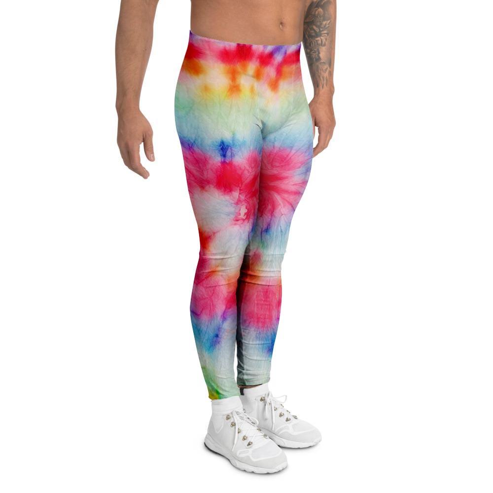 Rainbow Tie Dye Print Men's Leggings-grizzshop