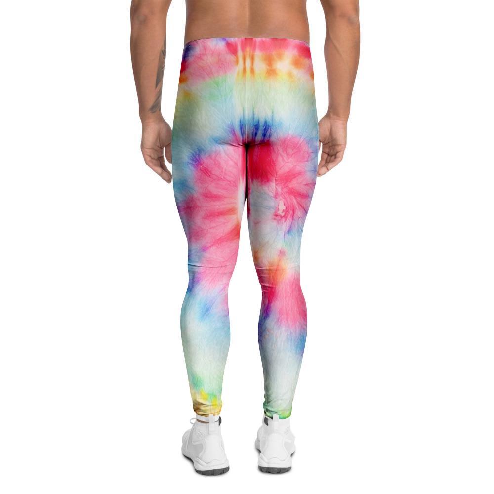 Rainbow Tie Dye Print Men's Leggings-grizzshop