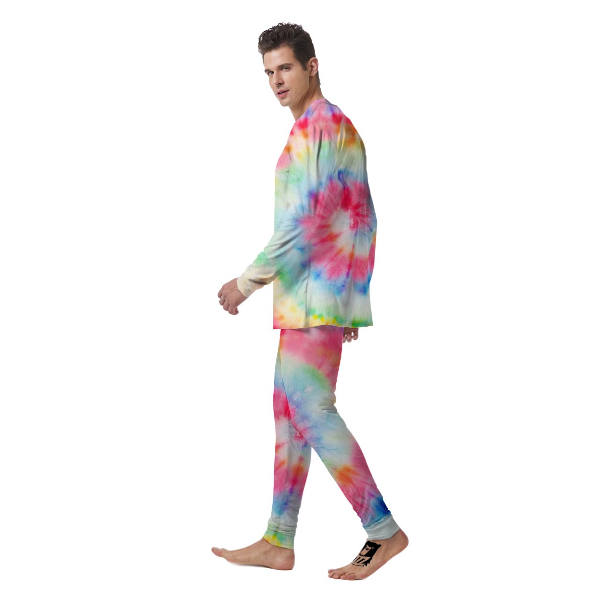 Rainbow Tie Dye Print Men's Pajamas-grizzshop