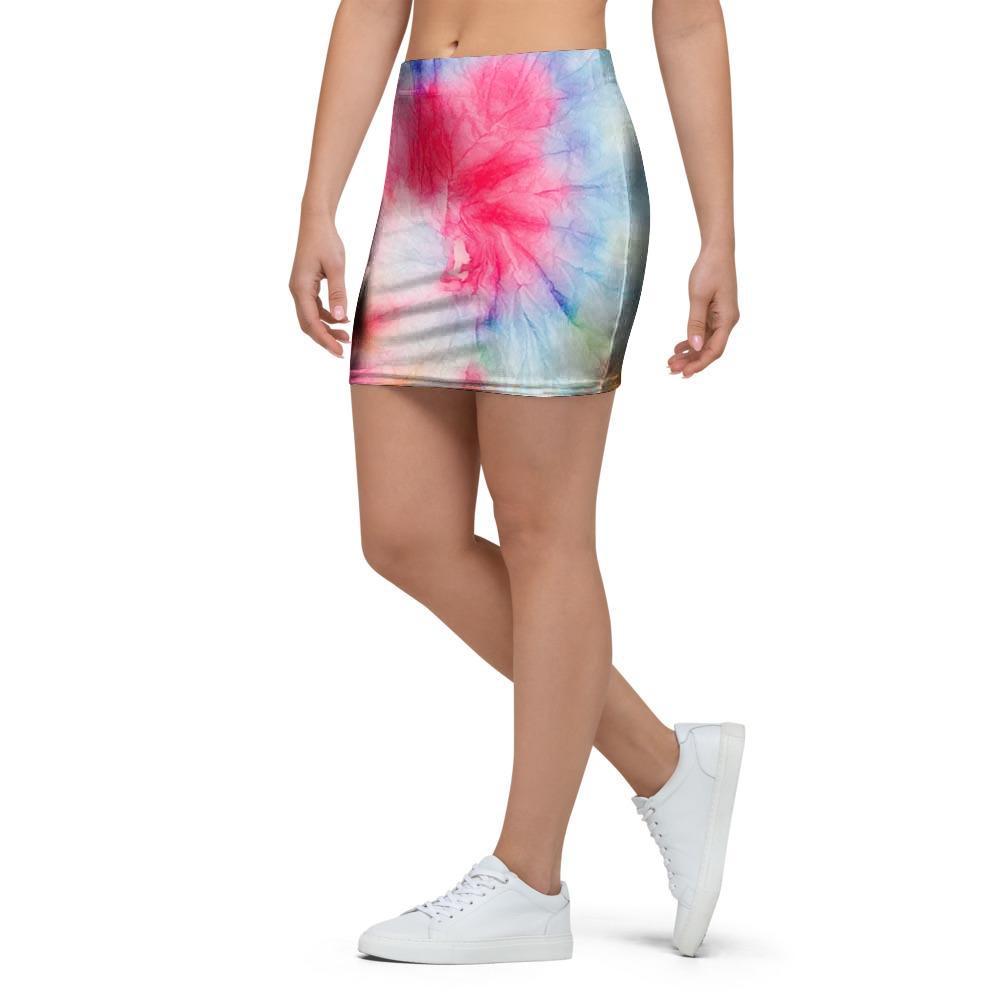 Rainbow Tie Dye Print Mini Skirt-grizzshop