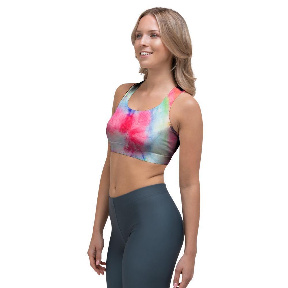 Rainbow Tie Dye Print Sports Bra-grizzshop