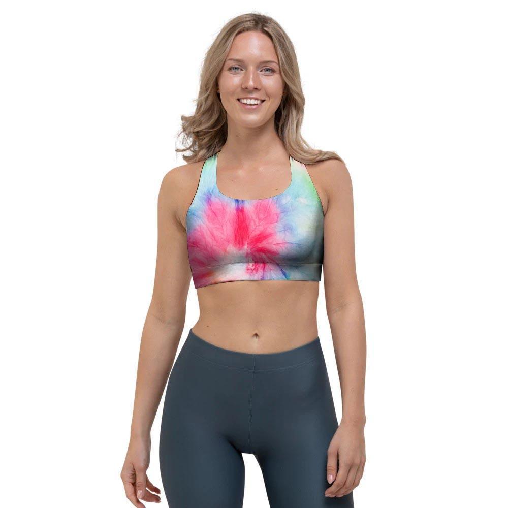 Rainbow Tie Dye Print Sports Bra-grizzshop