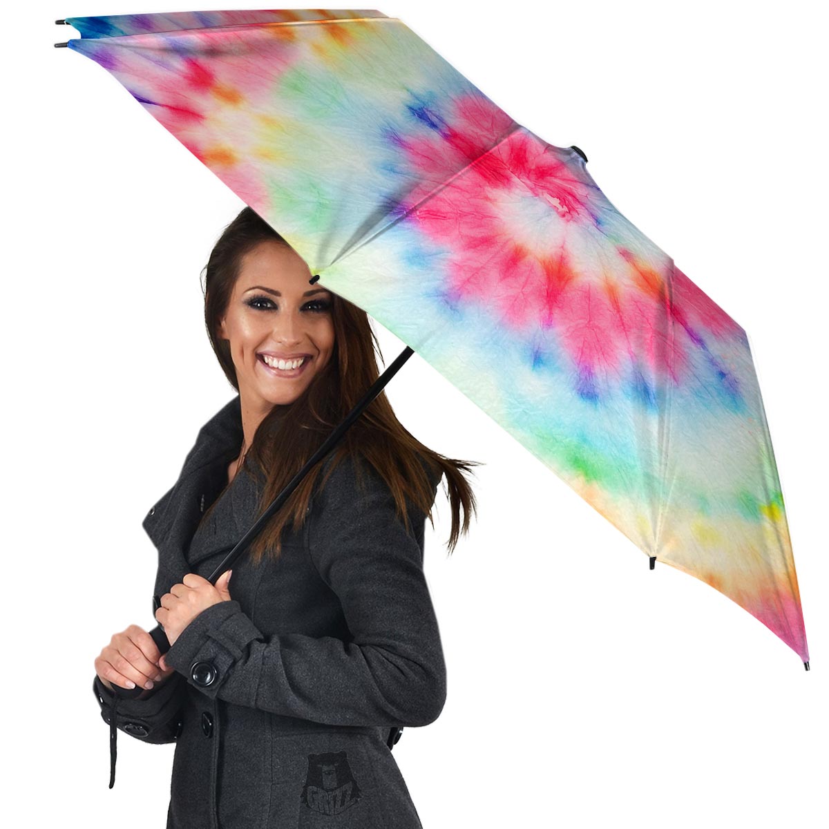 Rainbow Tie Dye Print Umbrella-grizzshop