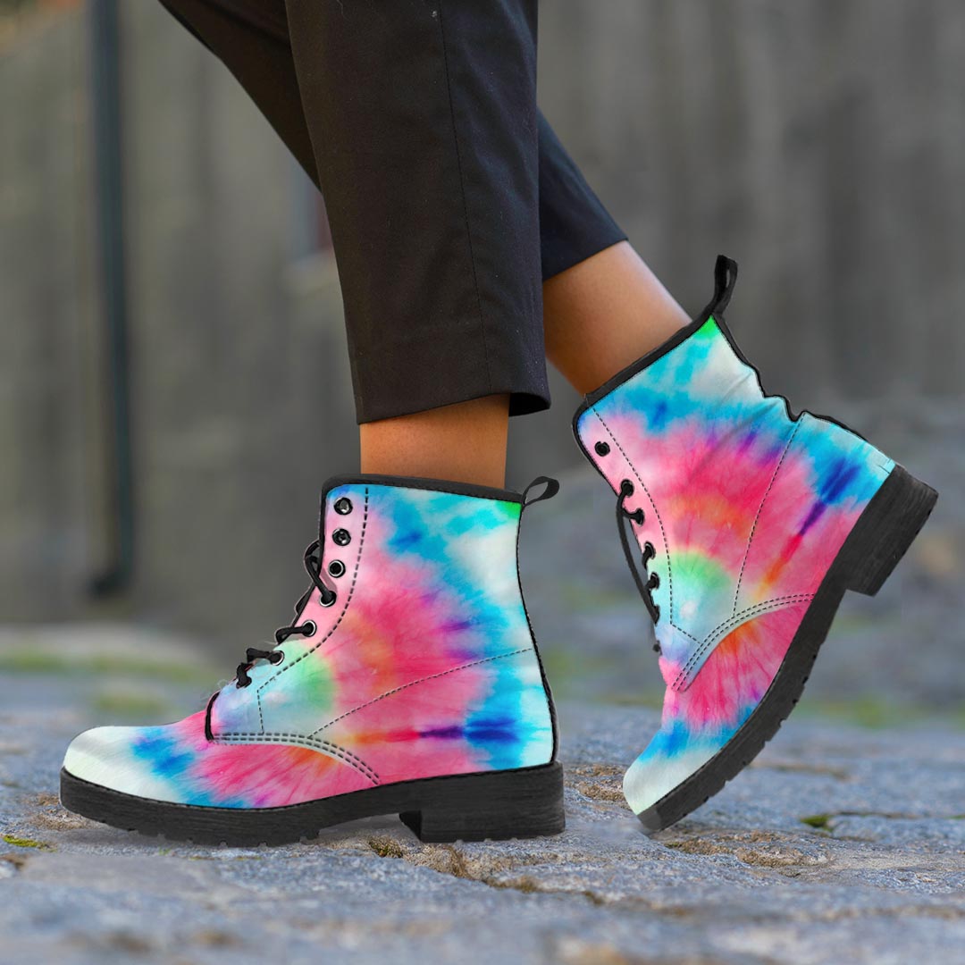 Rainbow Tie Dye Print Women's Boots-grizzshop