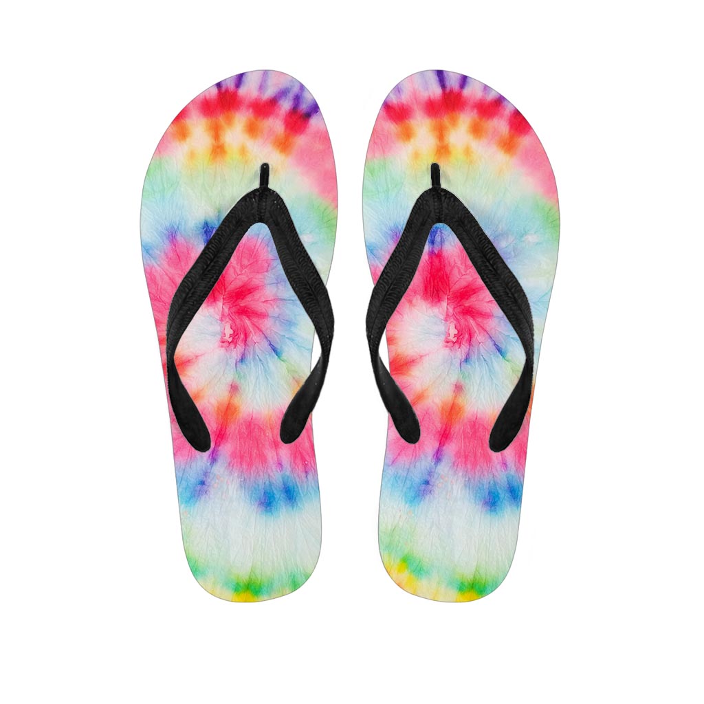 Rainbow Tie Dye Print Women's Flip Flops-grizzshop